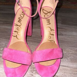 SAM Edelman Yaro suede Ankle Strap Sandal HOT PINK SZ 9